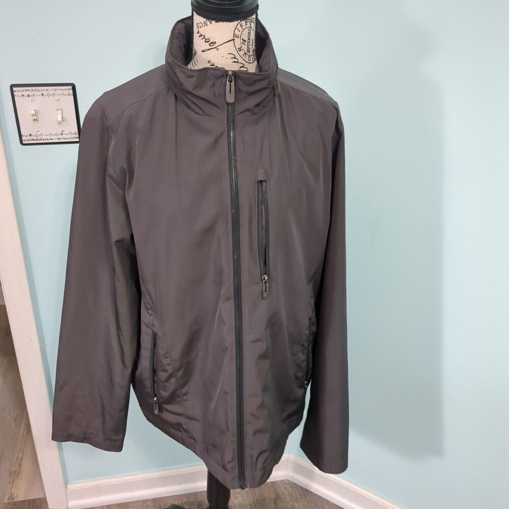 Tech by TUMI Windbreaker Hooded Jacket medium Full Zip Coat gray grey